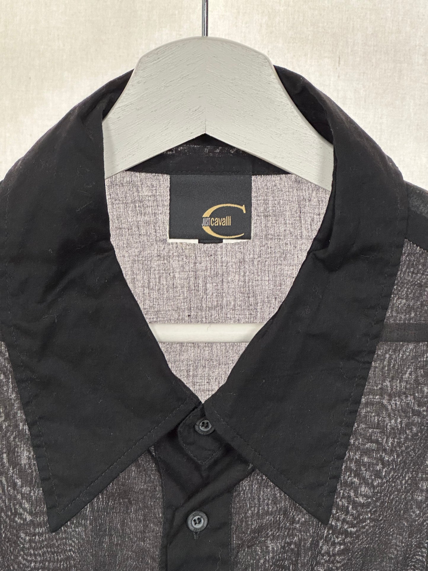 Just Cavalli black sheer embroidered shirt – 2000s