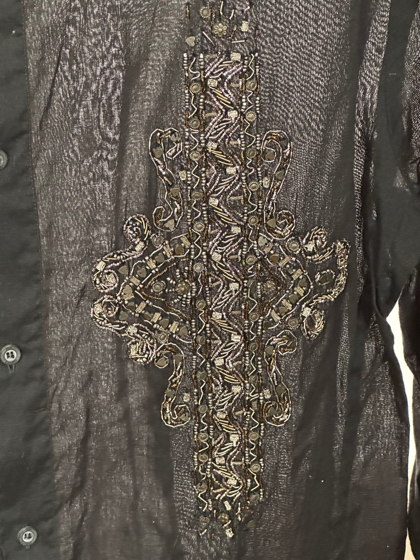 Just Cavalli black sheer embroidered shirt – 2000s