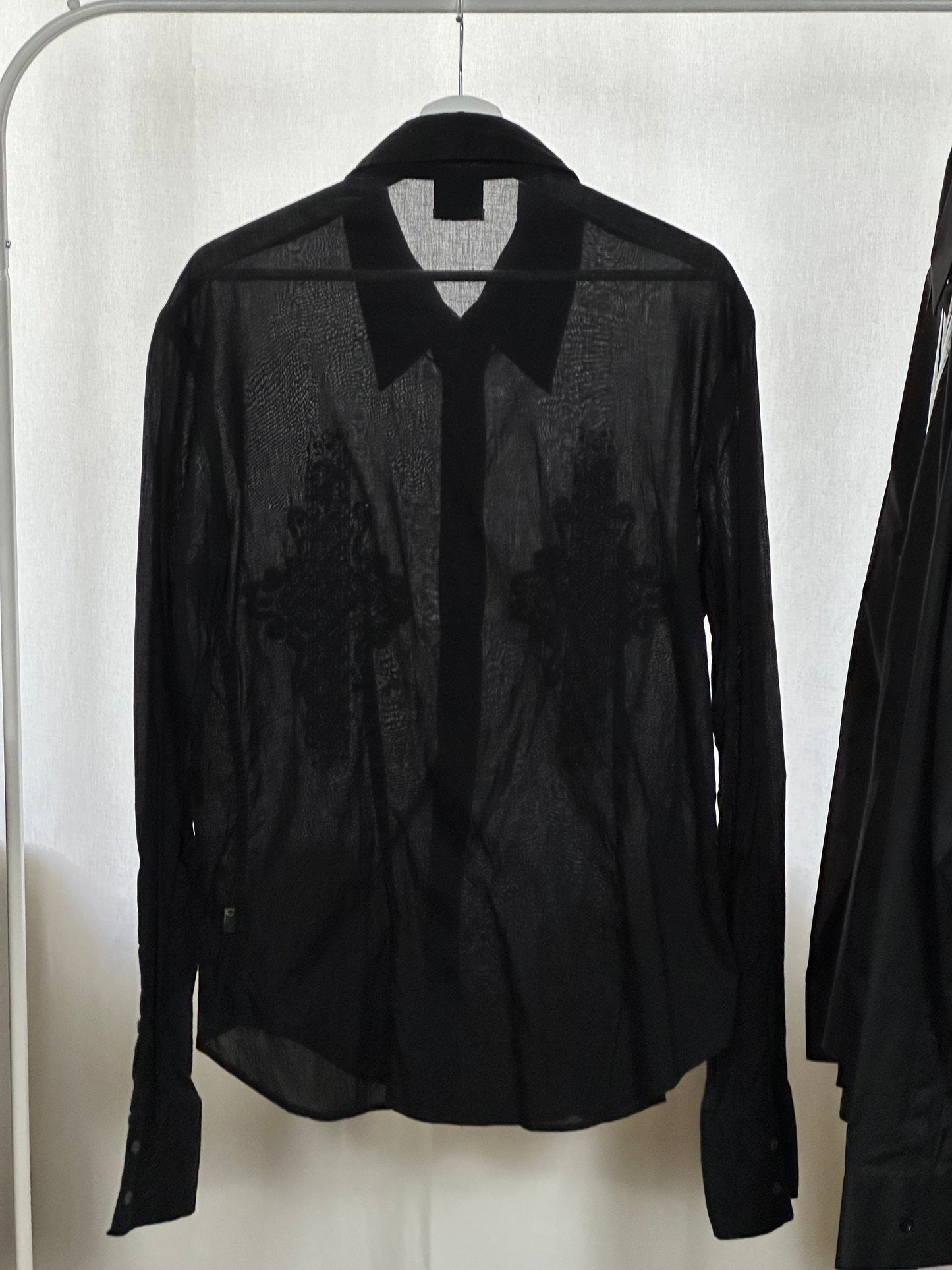 Just Cavalli black sheer embroidered shirt – 2000s