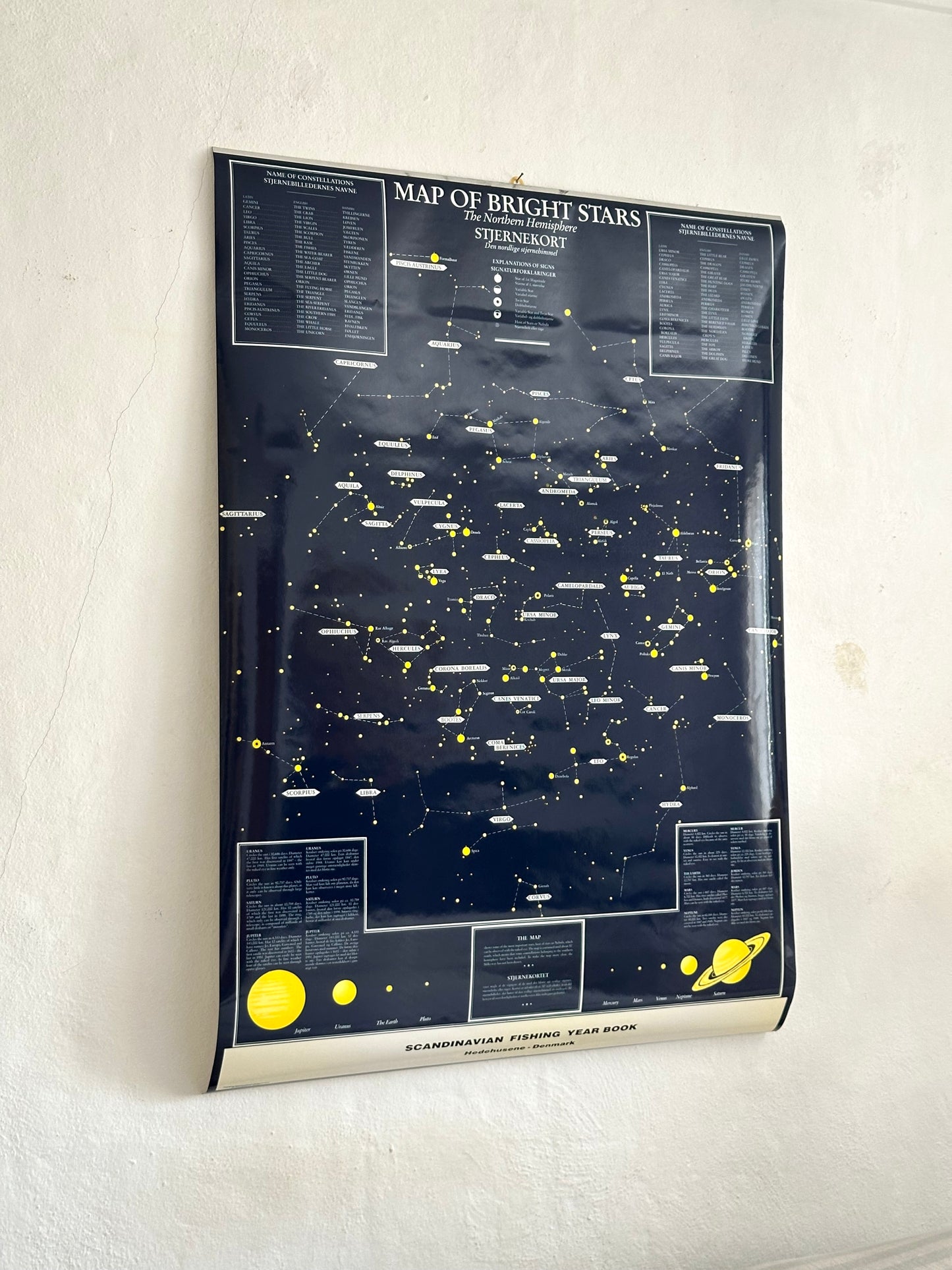 Educational poster printed in Denmark – birds, stars or sea creatures (1970s-80s)