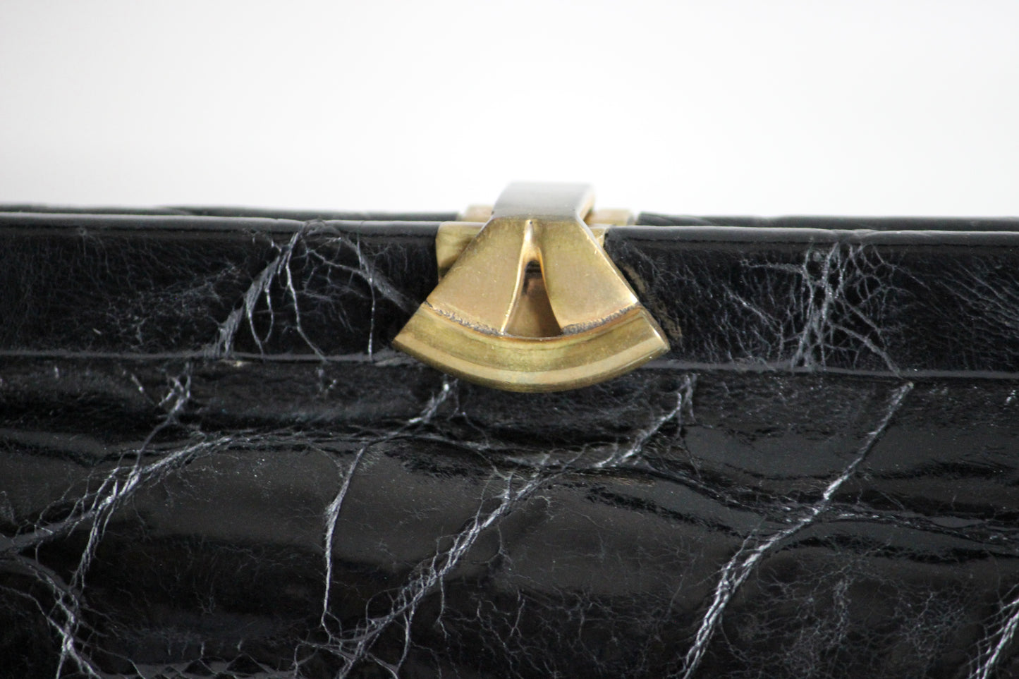 Colette – 1960s black croc-embossed leather handbag