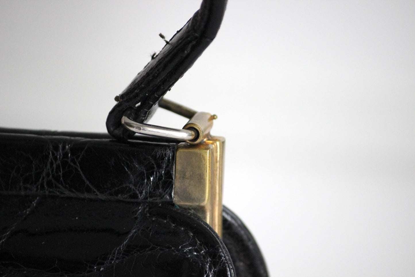 Colette – 1960s black croc-embossed leather handbag