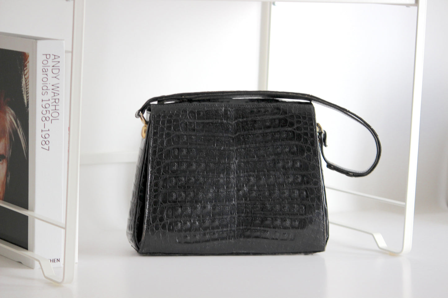 Clio – early ’80s black crocodile-embossed leather shoulder bag