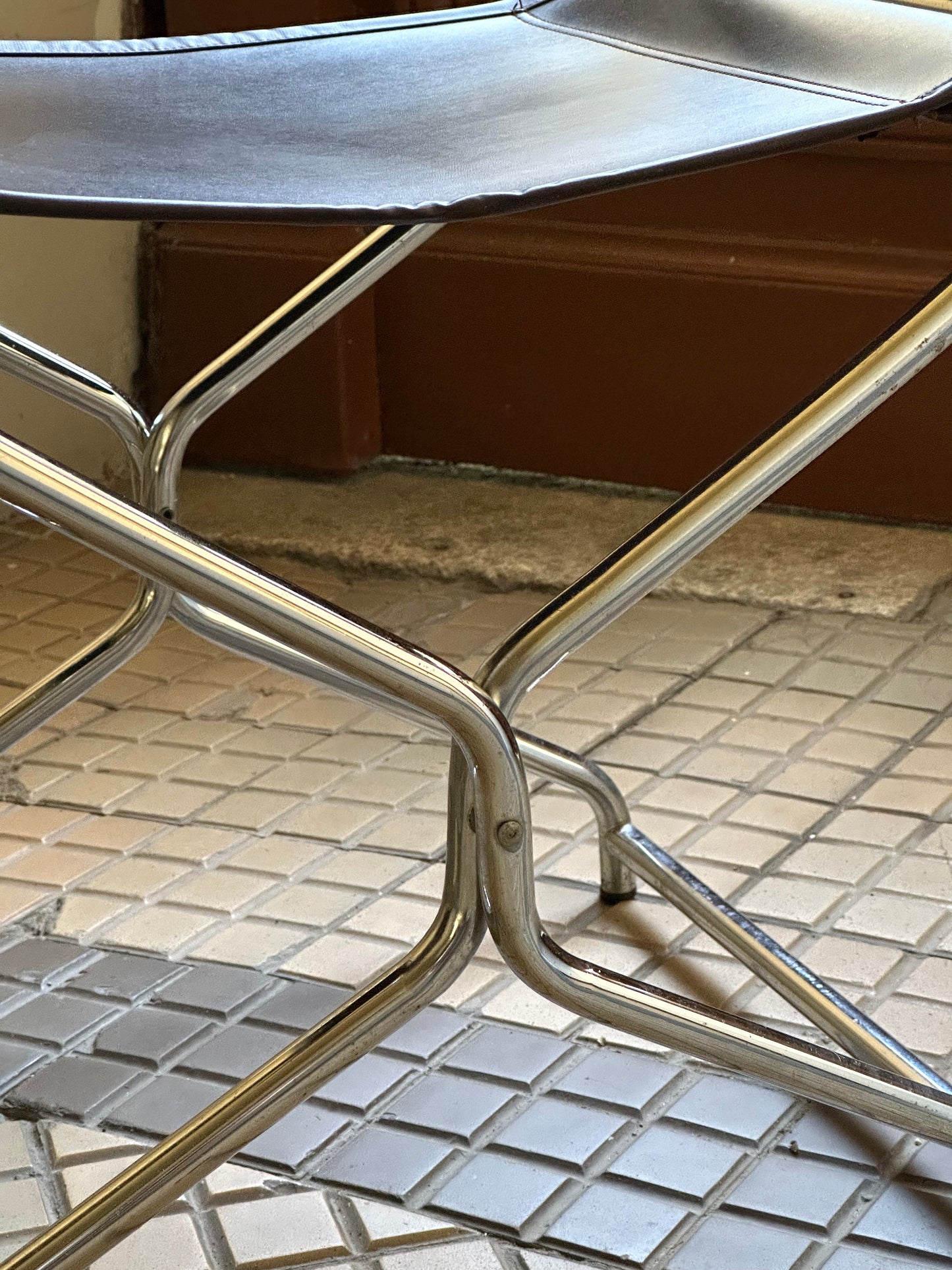 Vintage IKEA “Figaro” folding chair – 1970s Swedish icon in chrome and faux leather