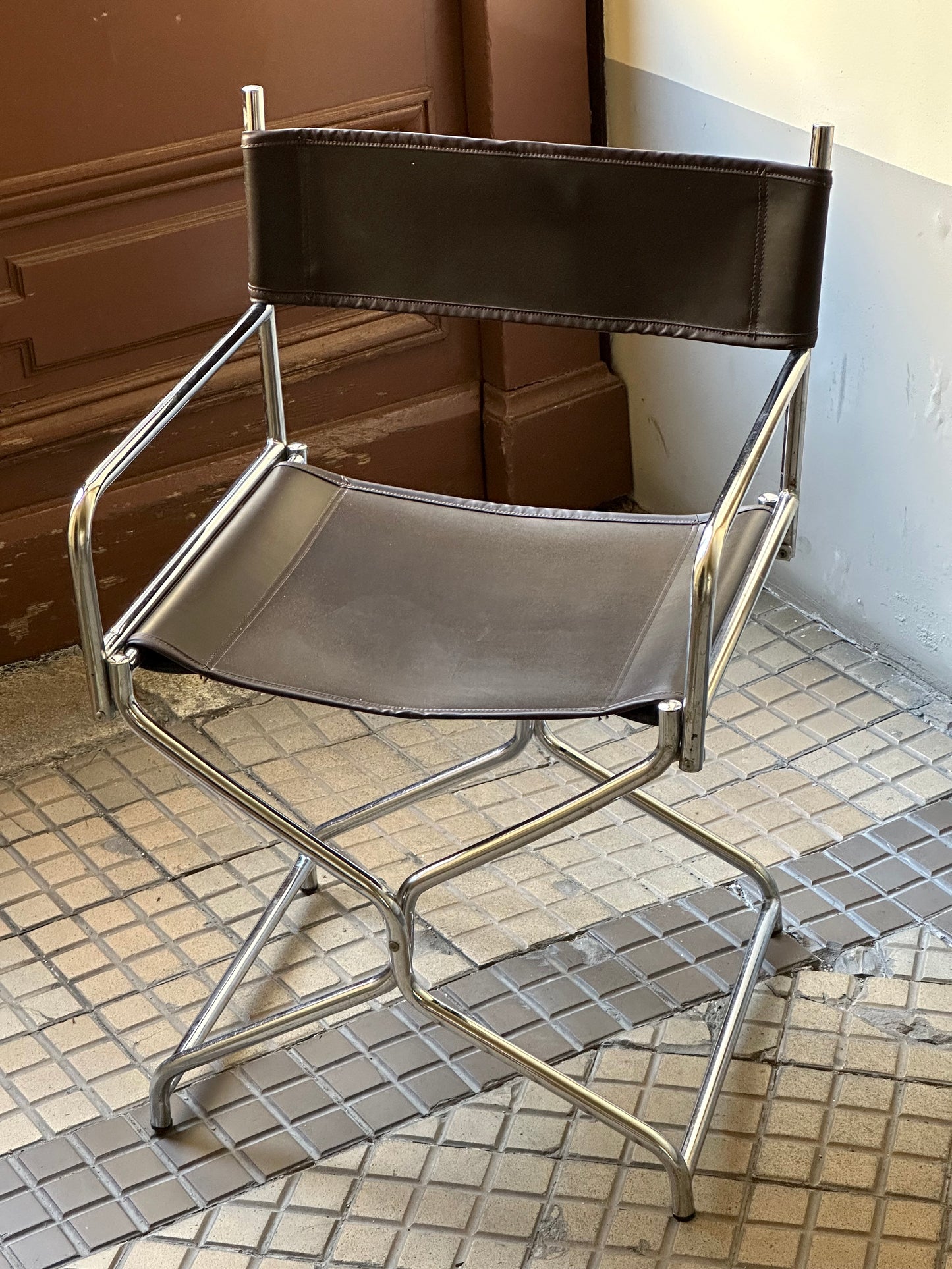 Vintage IKEA “Figaro” folding chair – 1970s Swedish icon in chrome and faux leather