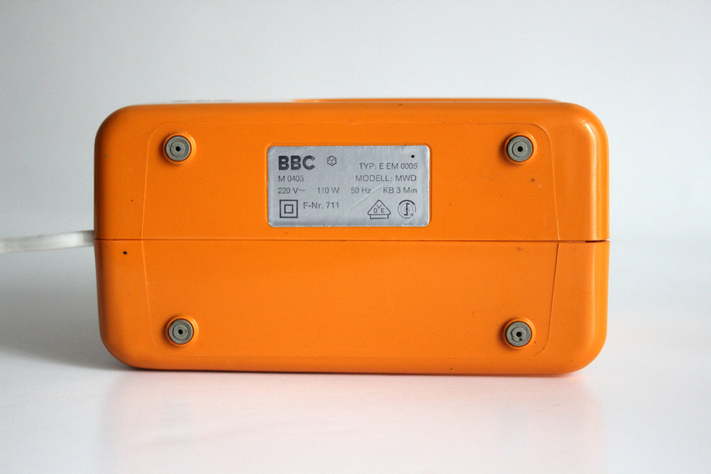 BBC Orange Electric Coffee Grinder. Germany 1970s.