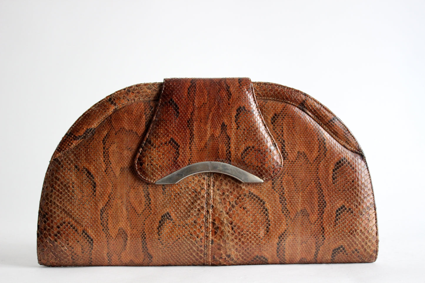 Vintage Snake Skin Handbag – “Elvira” – 70s Glam, Silver Details, Shoulder Bag & Clutch