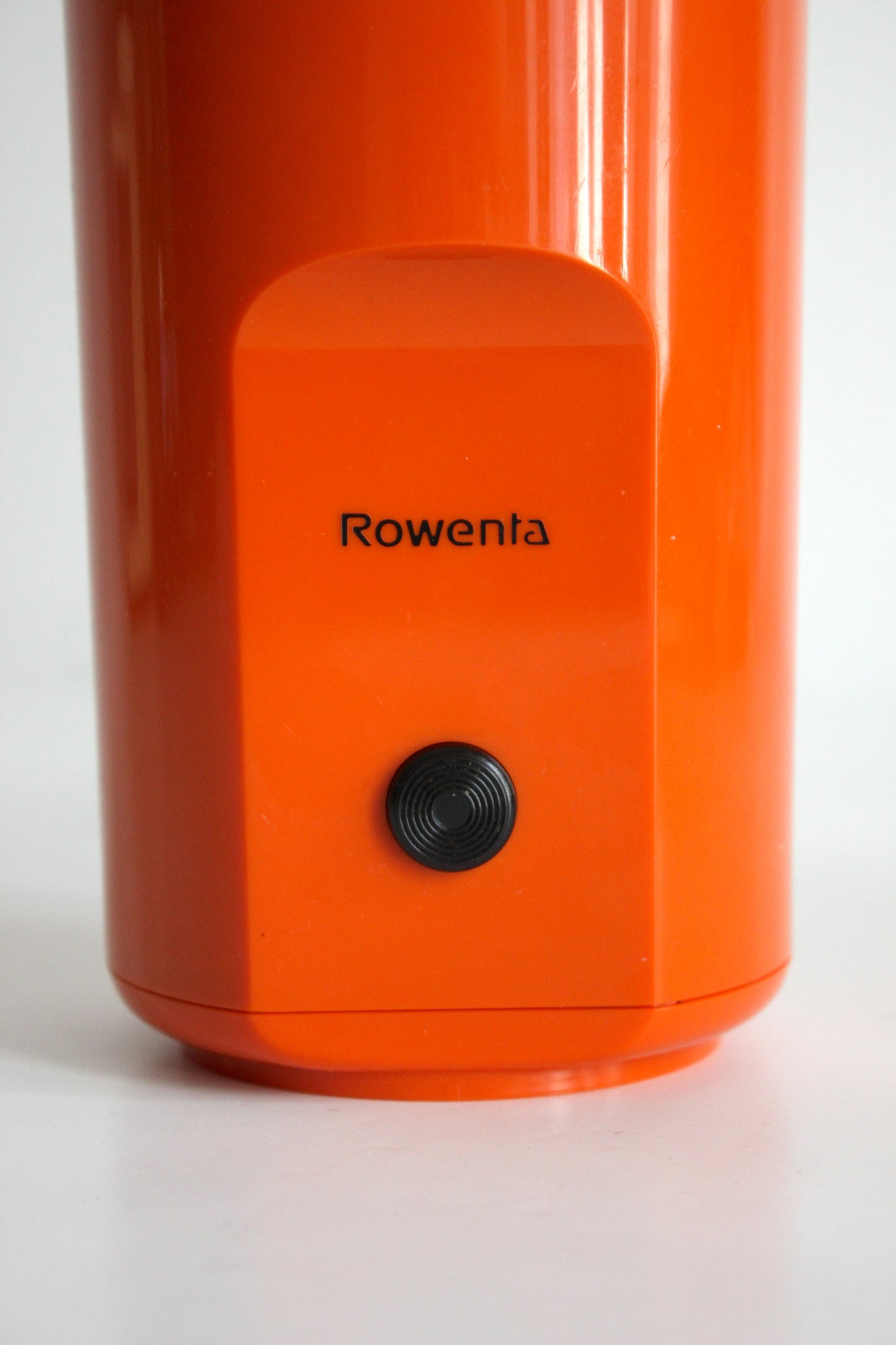 Vintage Rowenta electric coffee grinder · orange + smoked plastic · Germany, 1970s