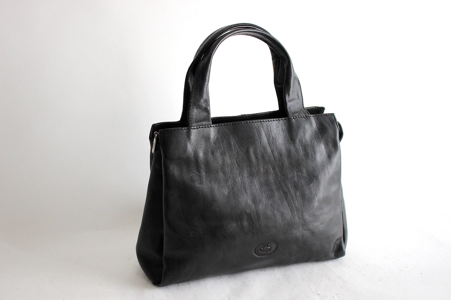 Vintage Black Leather Shopper Bag - Late 80s/Early 90s