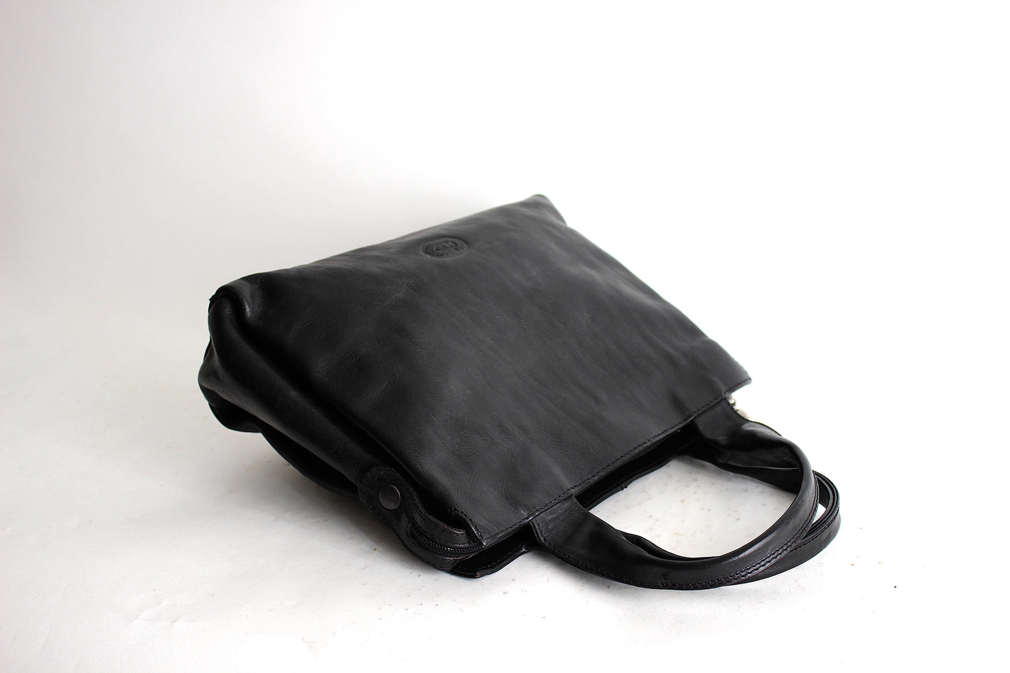 Vintage Black Leather Shopper Bag - Late 80s/Early 90s