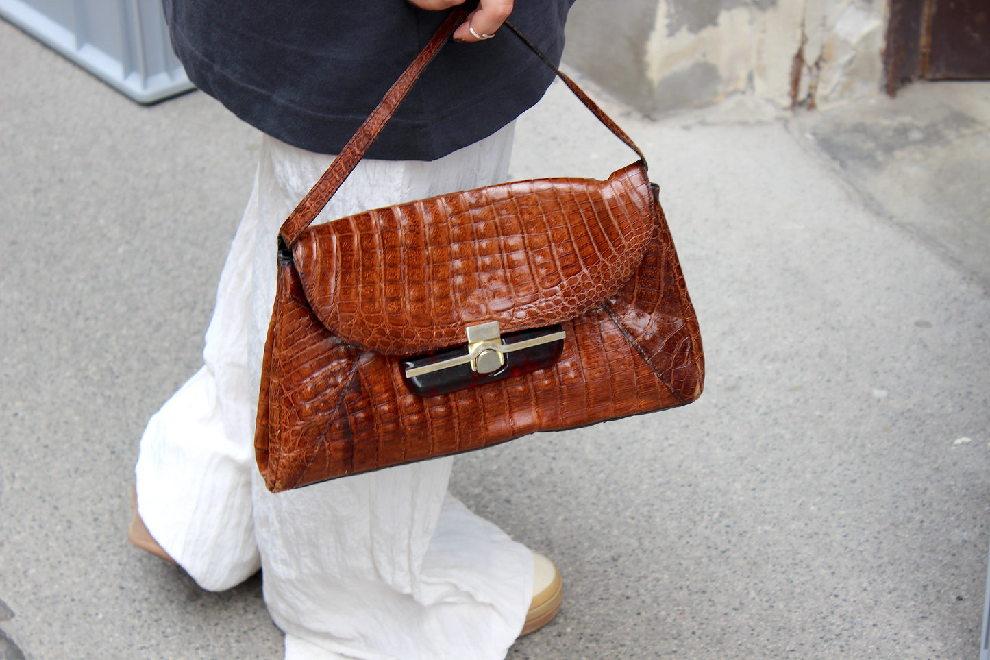 Vintage 1970s Leather Bag with Convertible Strap