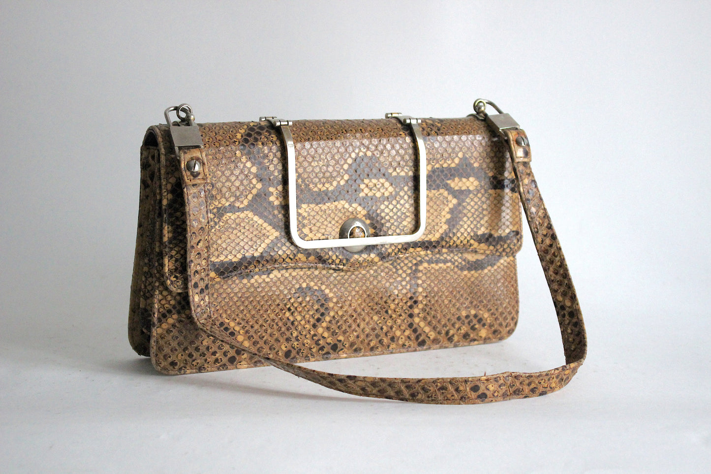 Exquisite Vintage Python-Skin Shoulder Bag