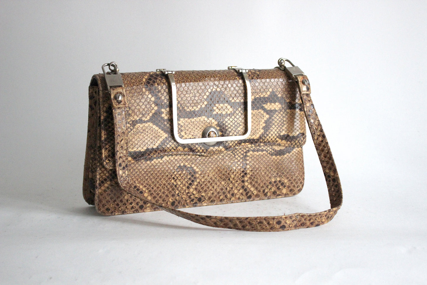 Exquisite Vintage Python-Skin Shoulder Bag