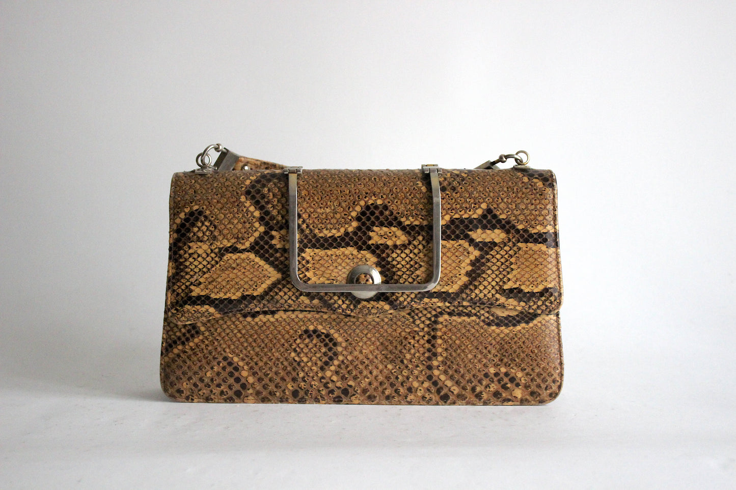 Exquisite Vintage Python-Skin Shoulder Bag