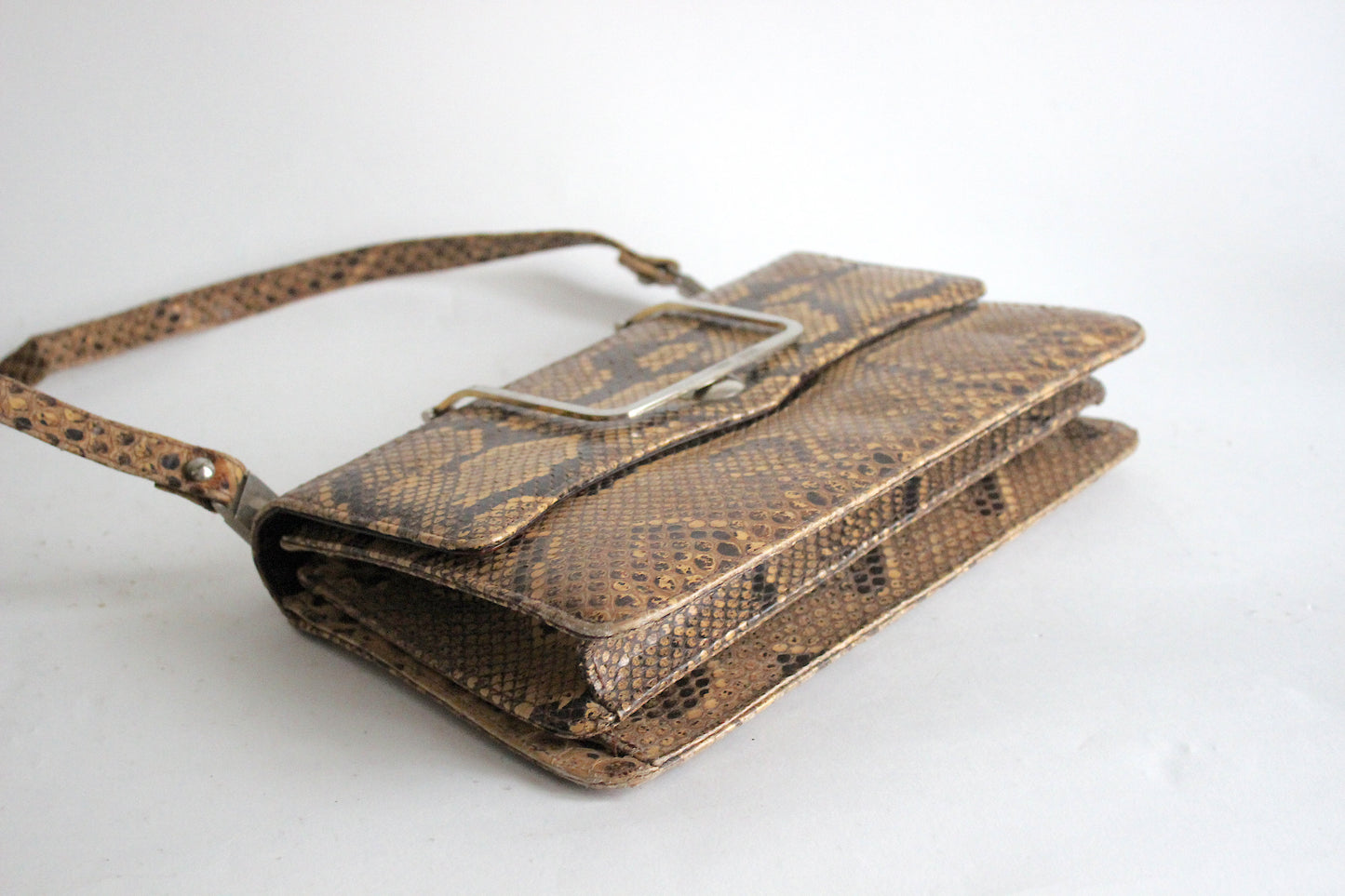 Exquisite Vintage Python-Skin Shoulder Bag