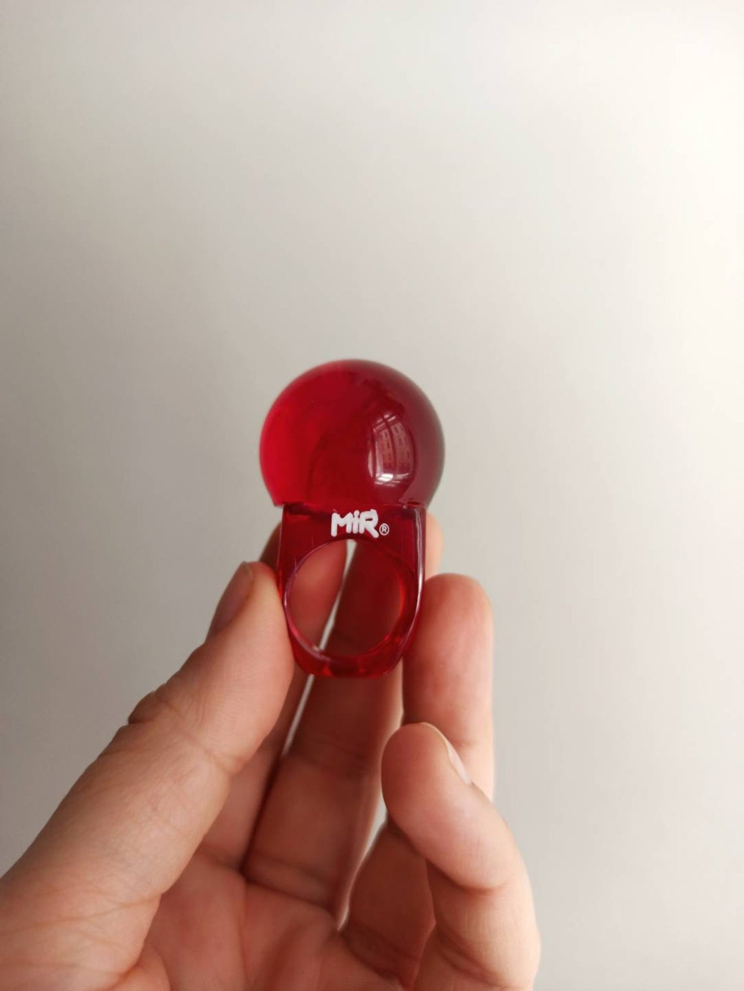 MIR Lucite Sphere Orb Ball Ring - Mid Century Modern. Designed by Carlo Pagani MiR of Italy. Italian MCM. Signed MiR. Made in Italy.