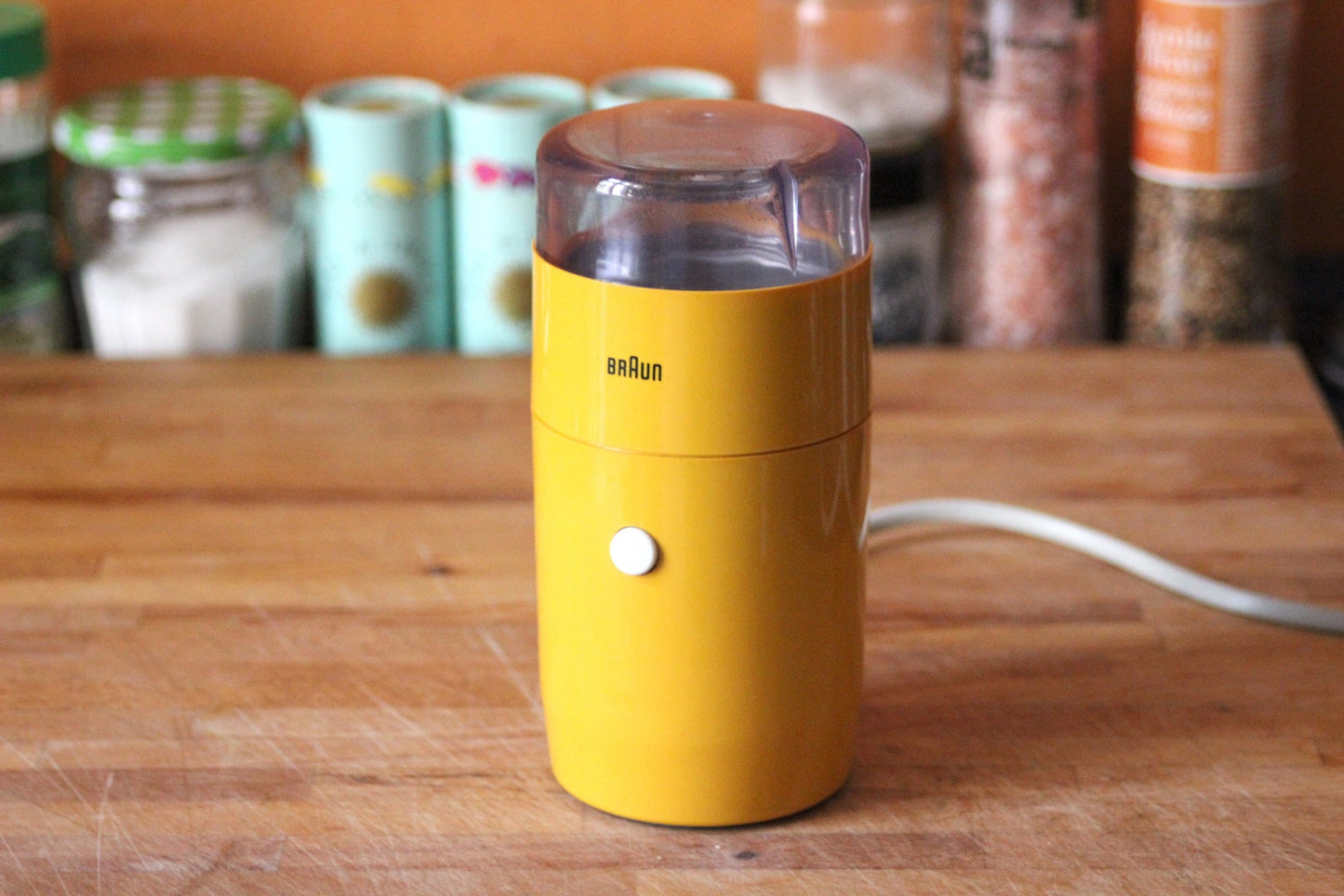Braun KSM1 Orange Coffee Grinder. Reinhold Weiss. West Germany 1966 Space Age. Midcentury. Minimalist Design (Copia)