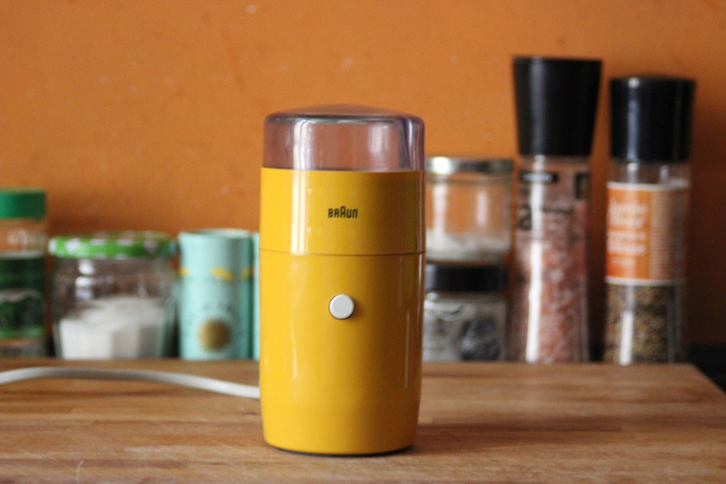 Braun KSM1 Orange Coffee Grinder. Reinhold Weiss. West Germany 1966 Space Age. Midcentury. Minimalist Design (Copia)