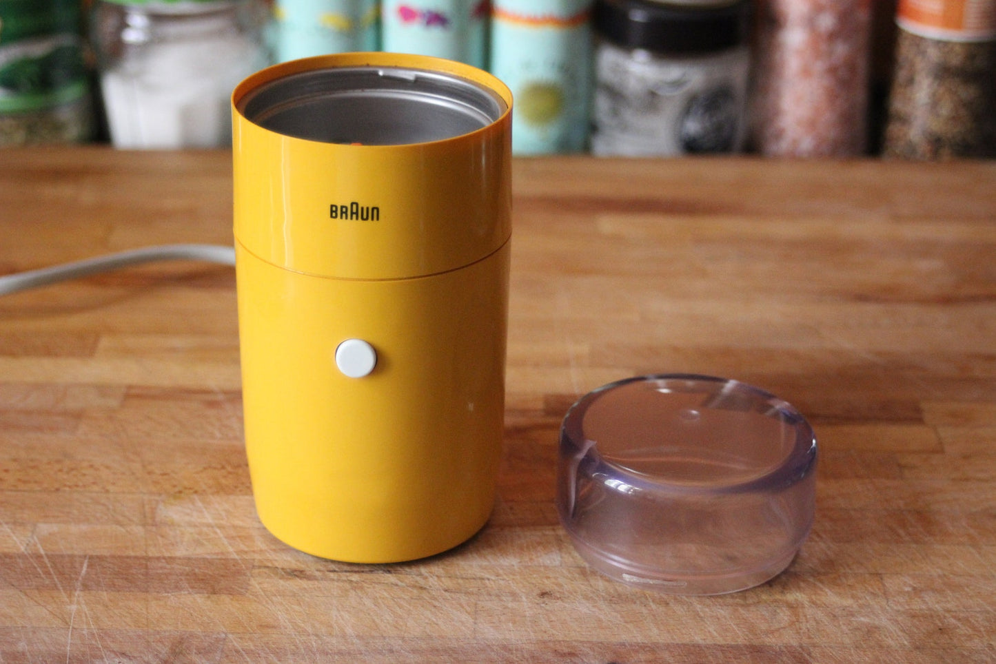 Braun KSM1 Orange Coffee Grinder. Reinhold Weiss. West Germany 1966 Space Age. Midcentury. Minimalist Design (Copia)