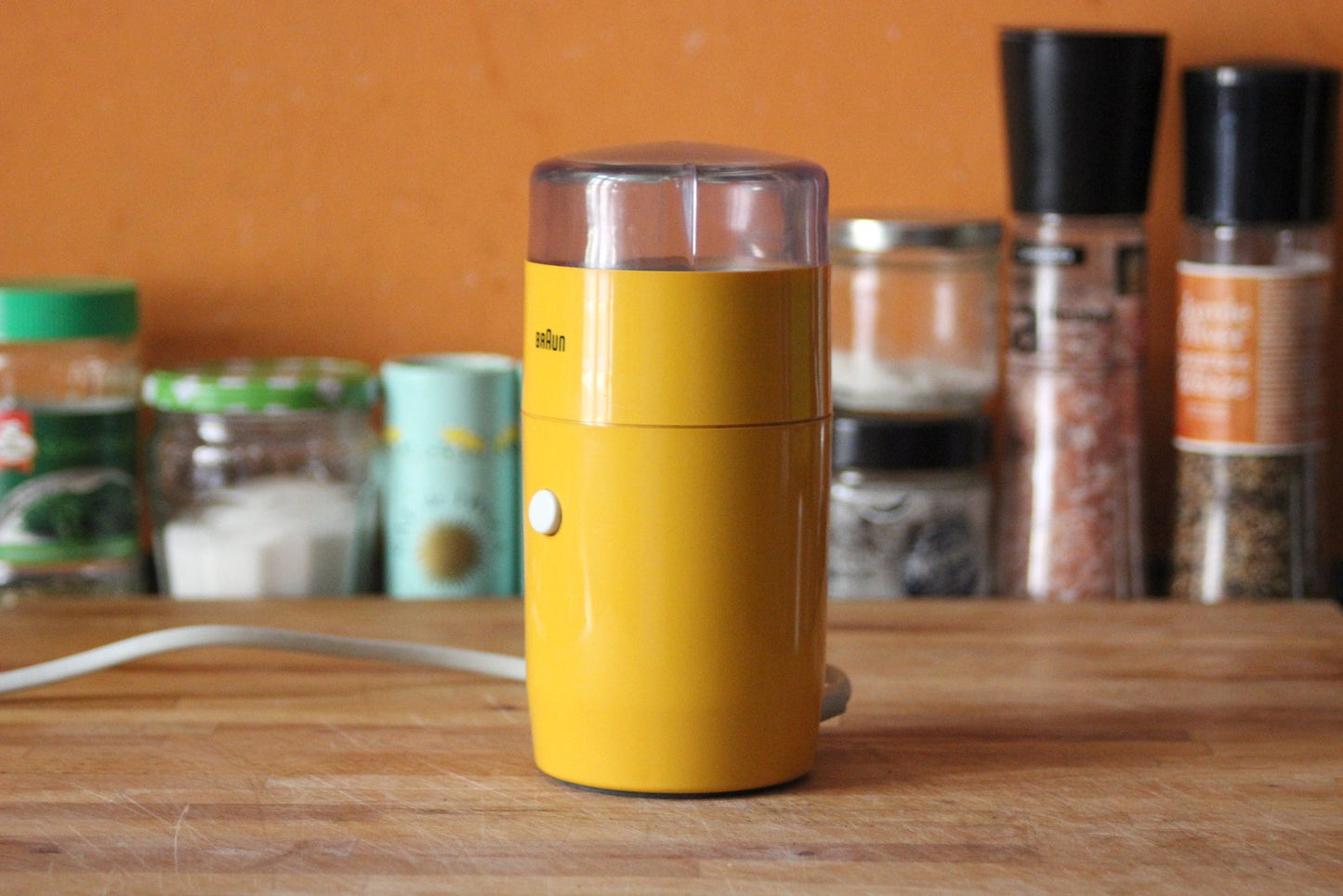 Braun KSM1 Orange Coffee Grinder. Reinhold Weiss. West Germany 1966 Space Age. Midcentury. Minimalist Design (Copia)