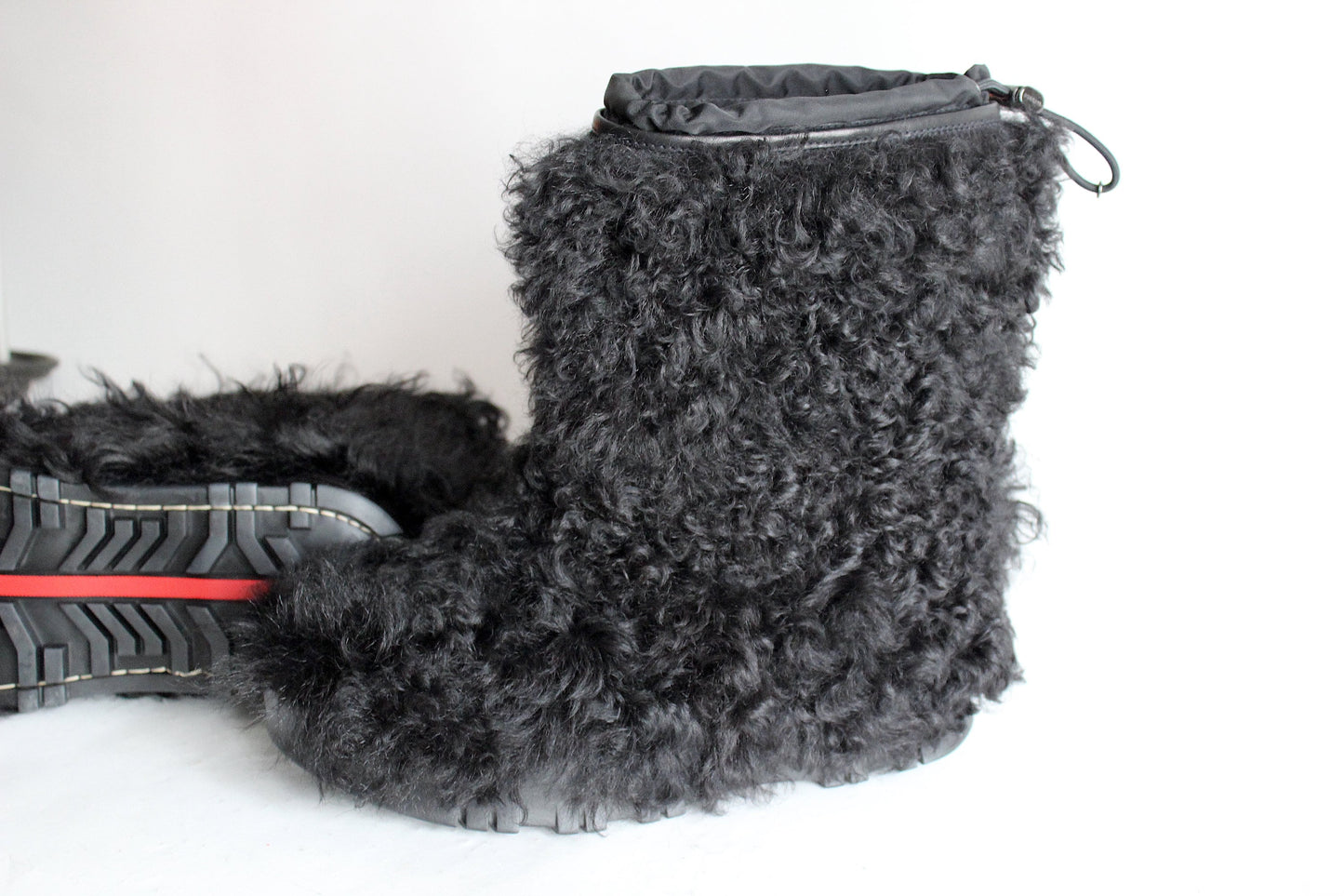 Vintage Glam: Prada Sport Curly Hair Après-Ski Boots from the Early 2000s