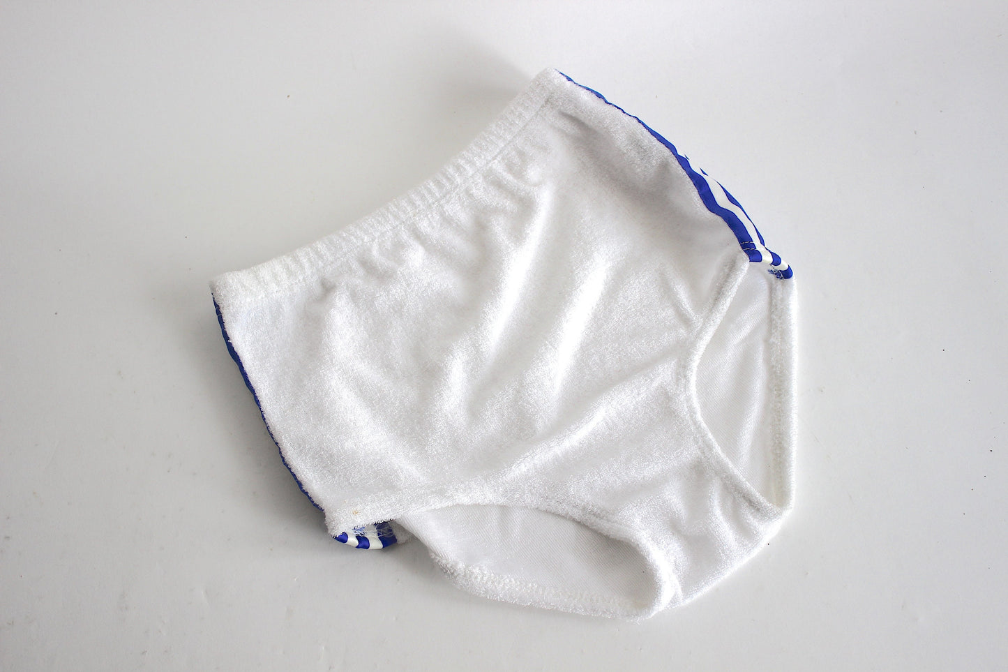 Vintage 80s Matollo Sports Volleyball Terry Shorts - White with Blue Stripes, Size 44, NOS, Ibiza Rescue