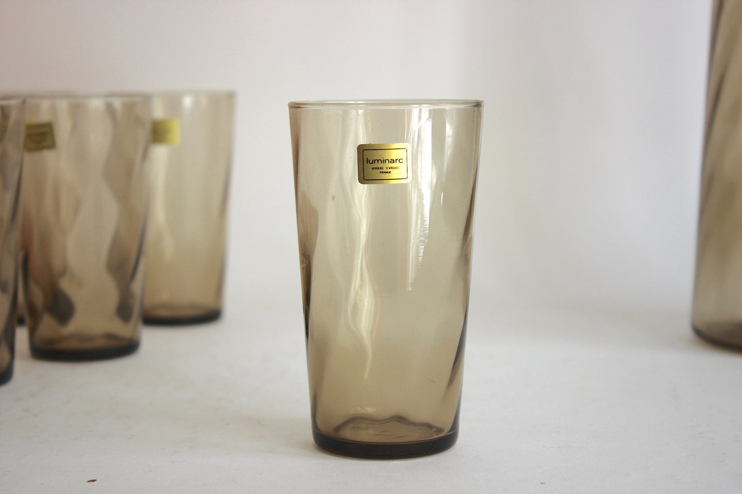 Luminarc "Tornado" Smoke Glass Set - Pitcher with 6 Glasses in Original Box