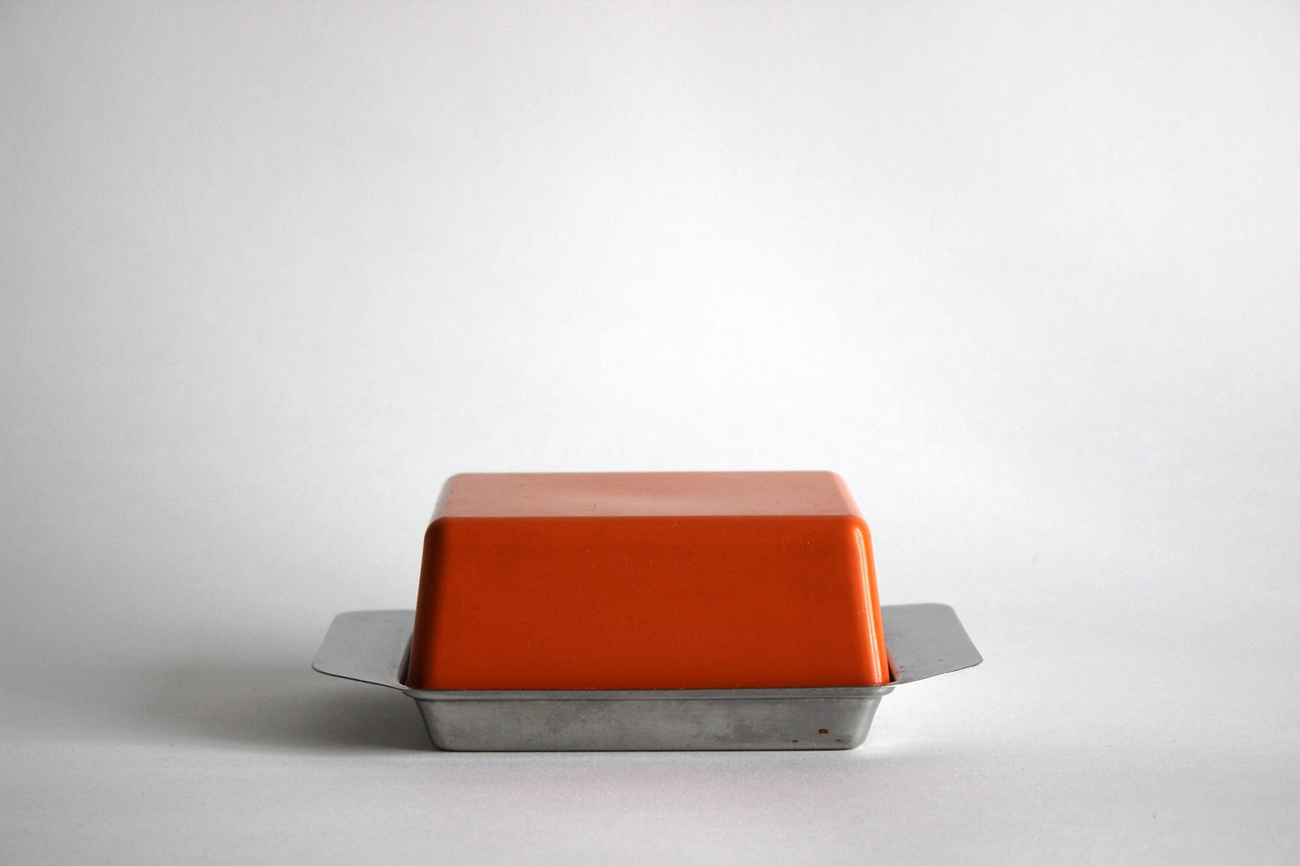 Vintage Danish Butter Dish - Stainless Steel & Melamine - 70s Kitchenware