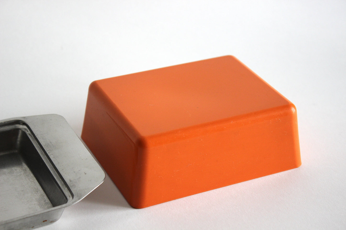 Vintage Danish Butter Dish - Stainless Steel & Melamine - 70s Kitchenware