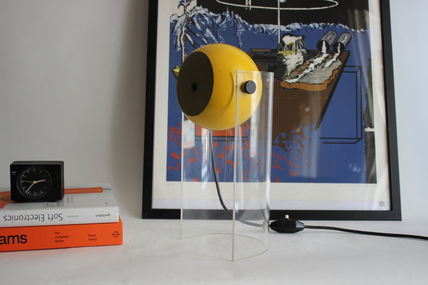 Vintage 1970s Space Age Yellow Desk Lamp with Acrylic Stand