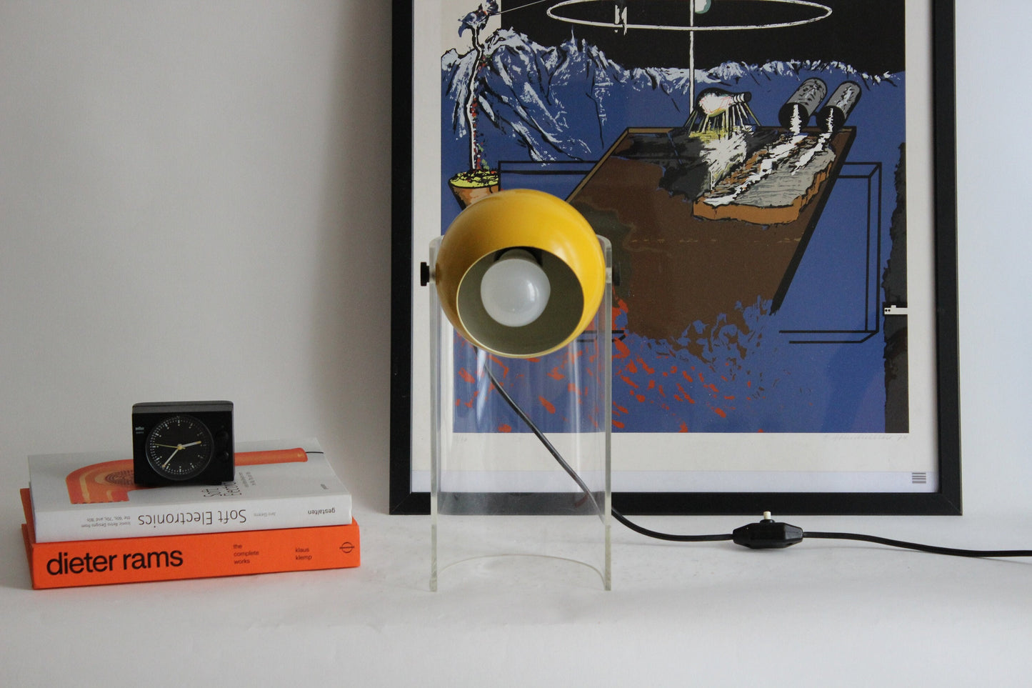 Vintage 1970s Space Age Yellow Desk Lamp with Acrylic Stand