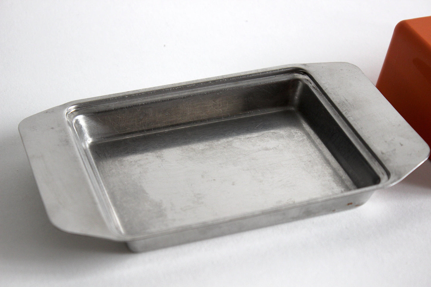 Vintage Danish Butter Dish - Stainless Steel & Melamine - 70s Kitchenware
