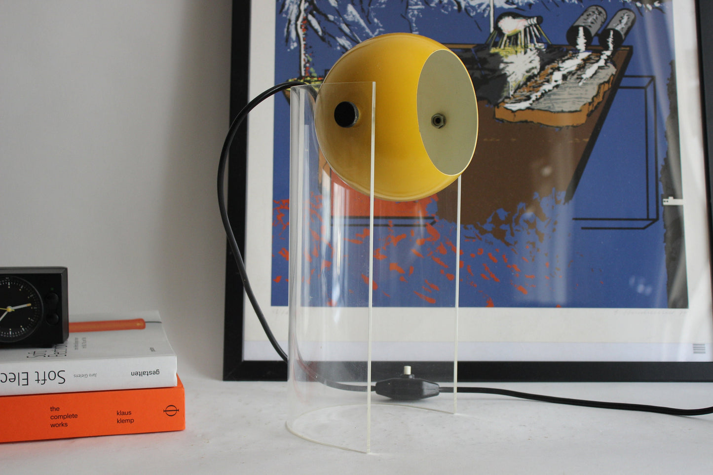 Vintage 1970s Space Age Yellow Desk Lamp with Acrylic Stand