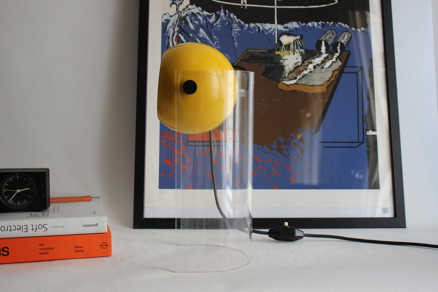 Vintage 1970s Space Age Yellow Desk Lamp with Acrylic Stand