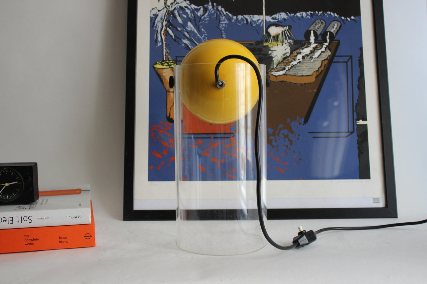 Vintage 1970s Space Age Yellow Desk Lamp with Acrylic Stand