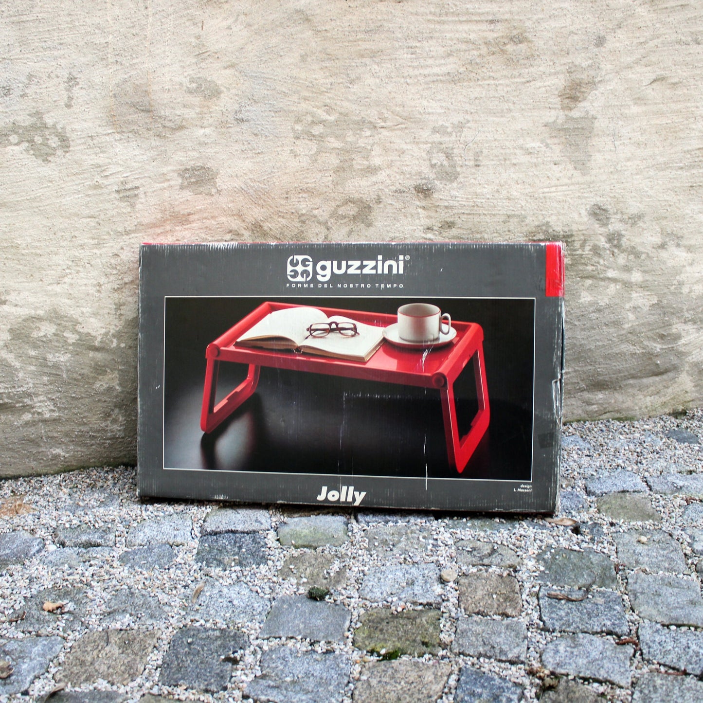 Vintage LUIGI MASSONI for GUZZINI bed foldable tray - folding table - space age - 1970s/1980s - with original box - New Old Stock