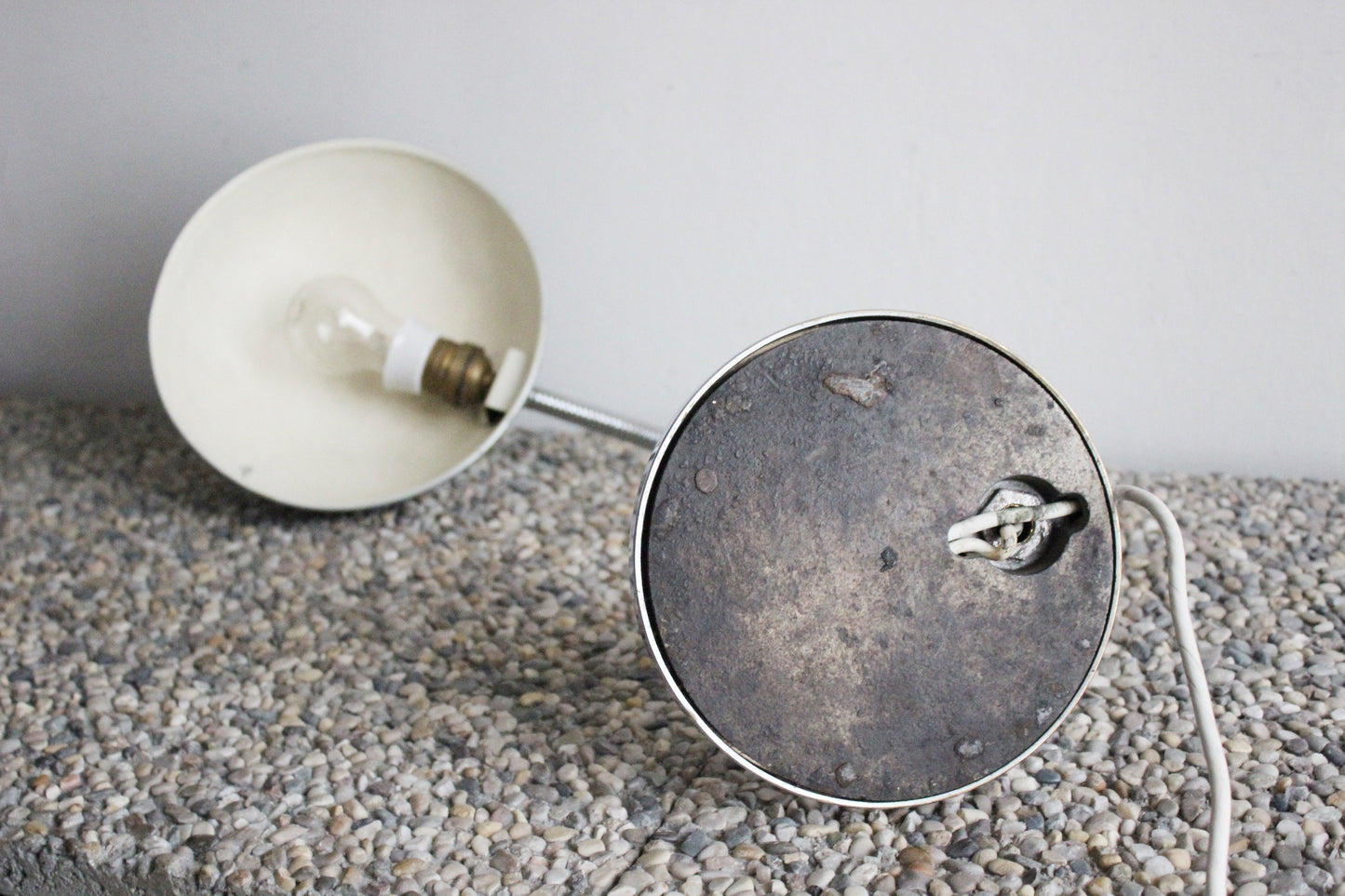 Vintage 1950s gooseneck desk lamp, Bauhaus SIS, was Kaiser Idell. Industrial design