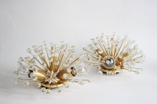Pair of "Snowflake" Wall Light by Emil Stejnar for Rupert Nikoll / Mid-Century Pulp Flower Wall Lamp 60s Austria