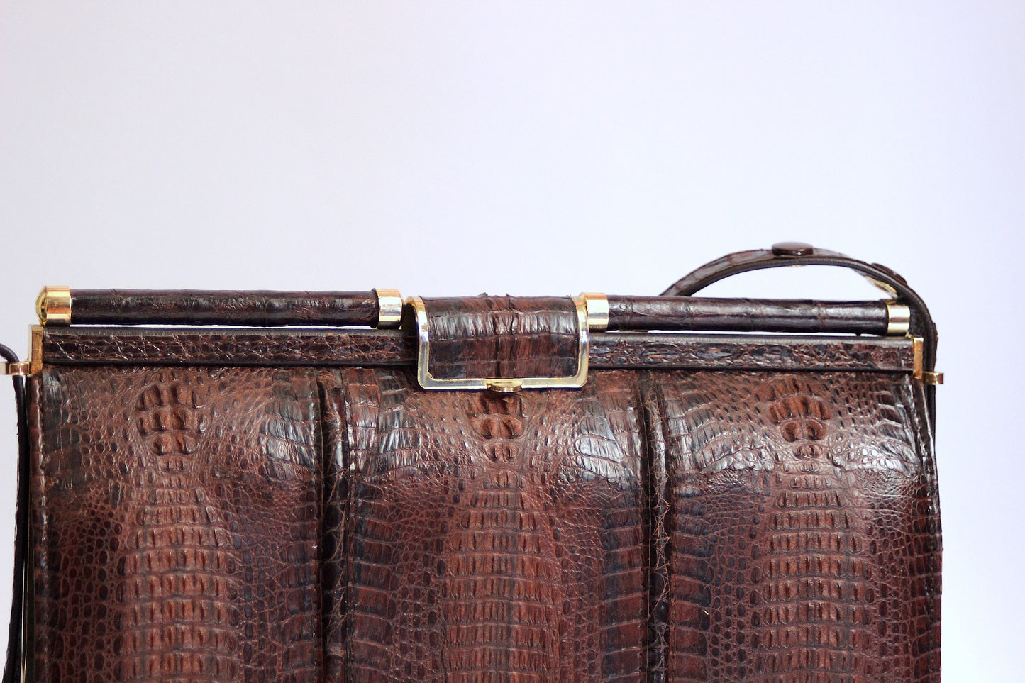 Vintage brown leather shoulder bag clutch boho/hippie style- 70s