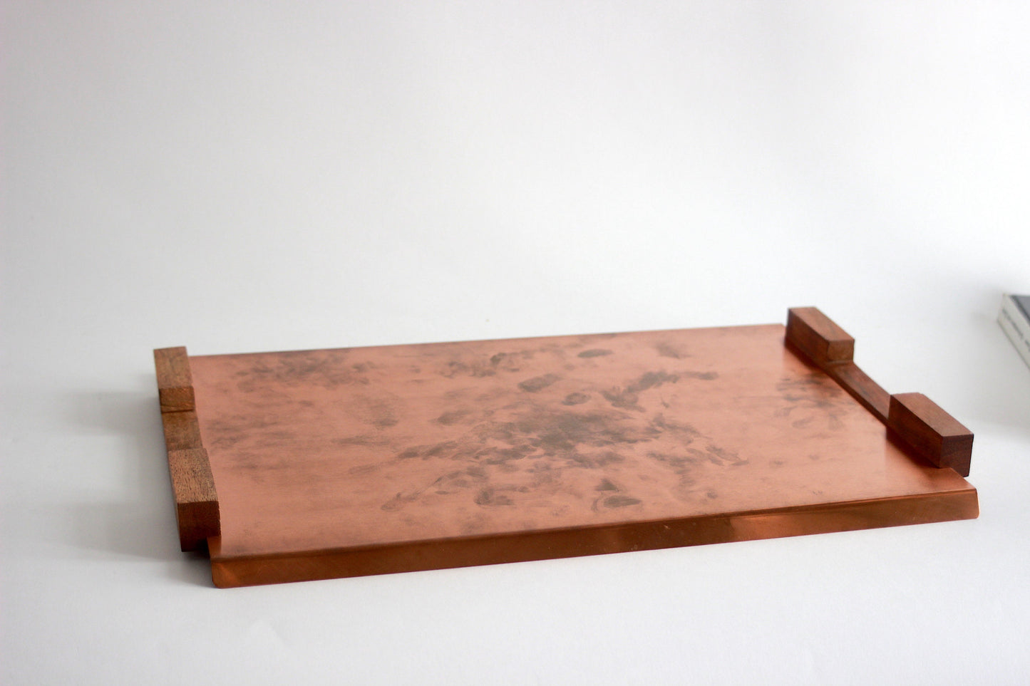 Brass tray with wooden handles. Austria 1960s.