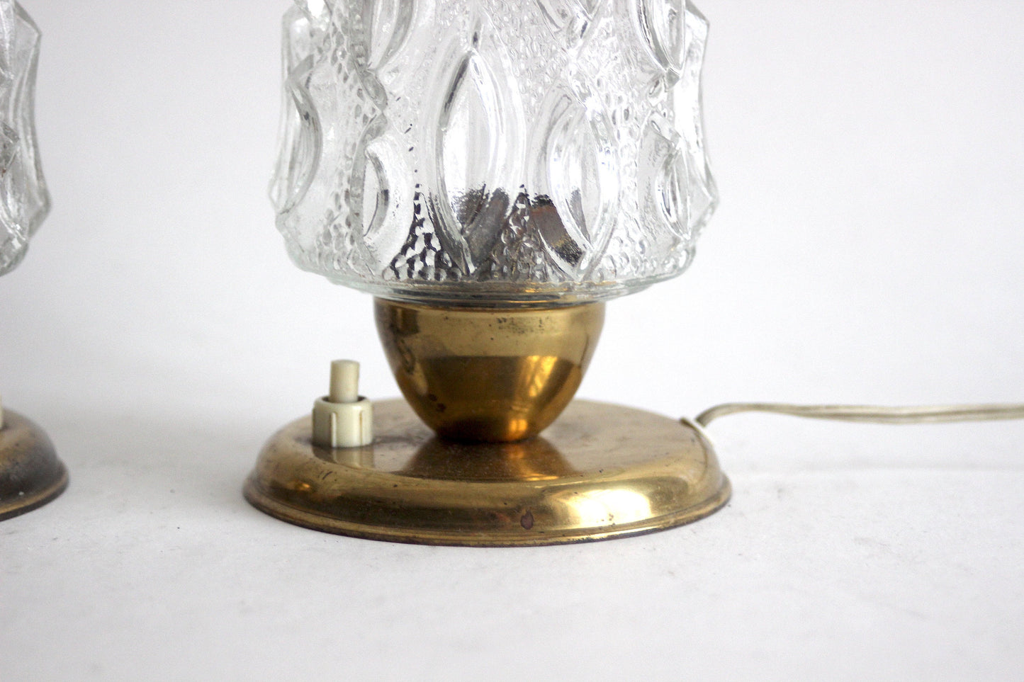 German brass and glass bedside lamp 1950s. Mid-century style.