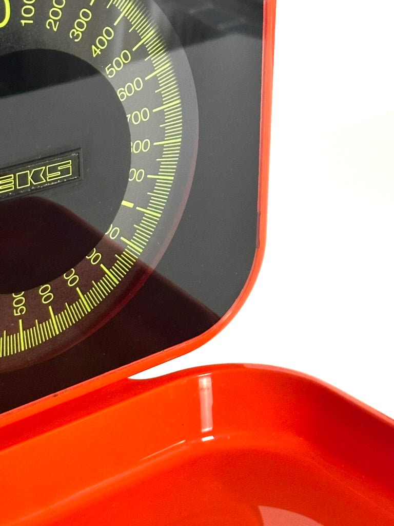 Orange wall mounted kitchen scale by Eks – 1970s