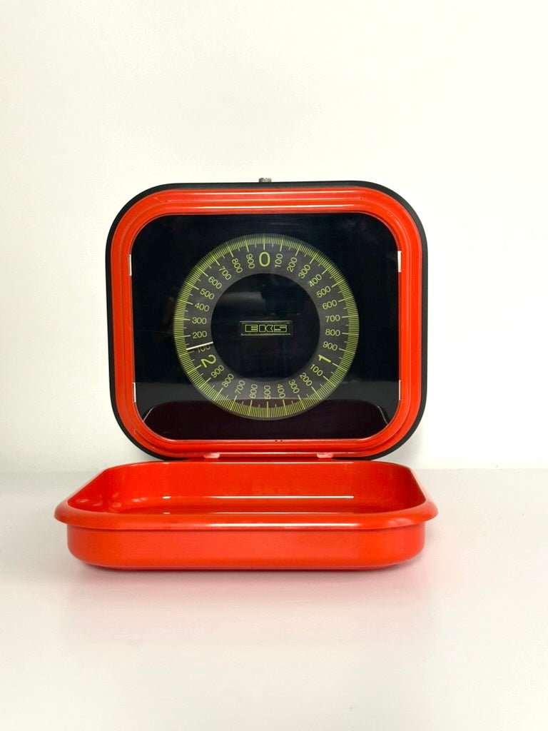 Orange wall mounted kitchen scale by Eks – 1970s
