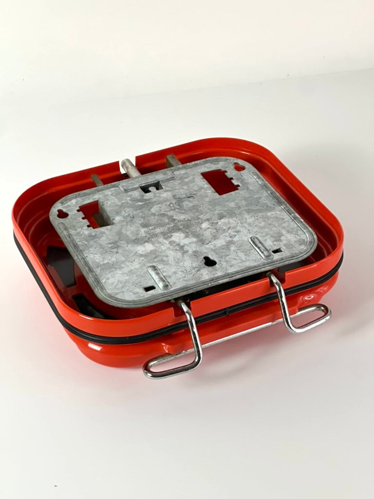 Orange wall mounted kitchen scale by Eks – 1970s