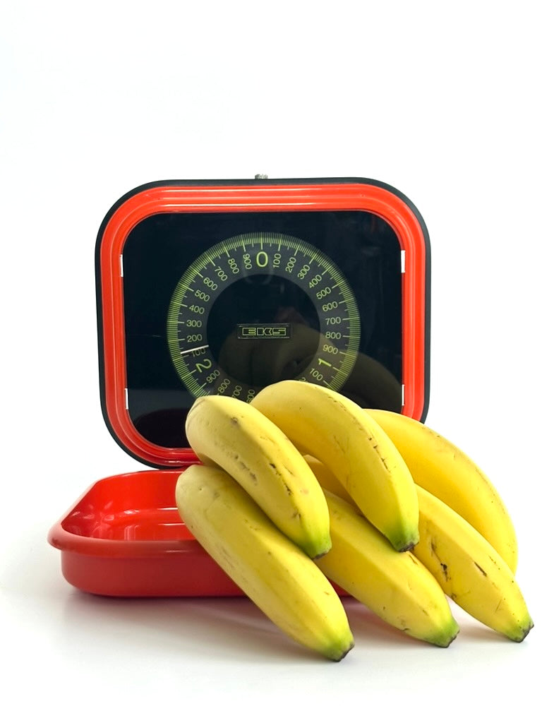 Orange wall mounted kitchen scale by Eks – 1970s