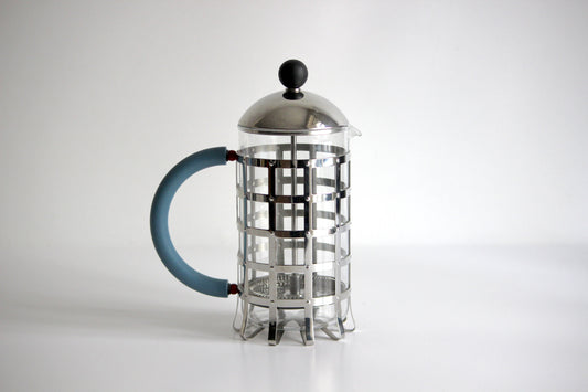 Vintage Alessi Blue Handles French Press. Michael Graves 1980s
