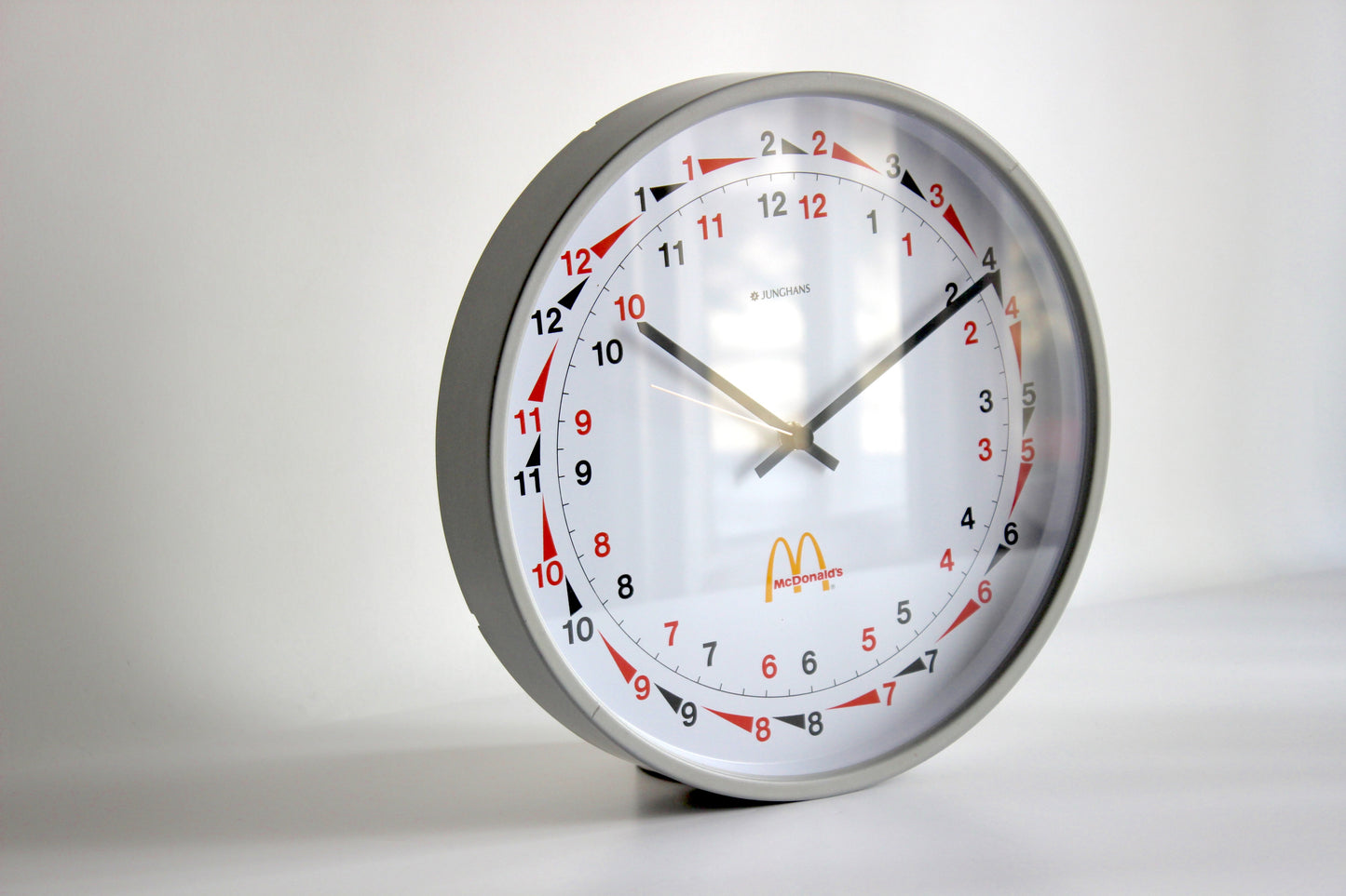 Junghans x Mcdonald’s – industrial 24-hour wall clock (Germany, 1980s/90s)