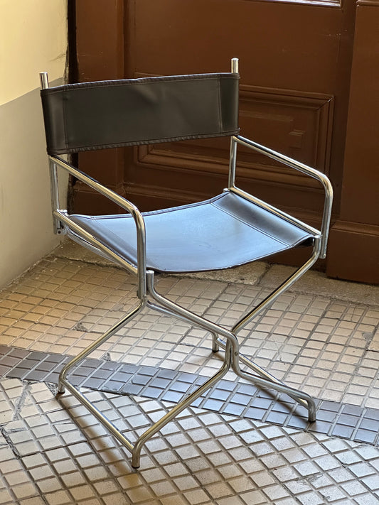 Vintage IKEA “Figaro” folding chair – 1970s Swedish icon in chrome and faux leather