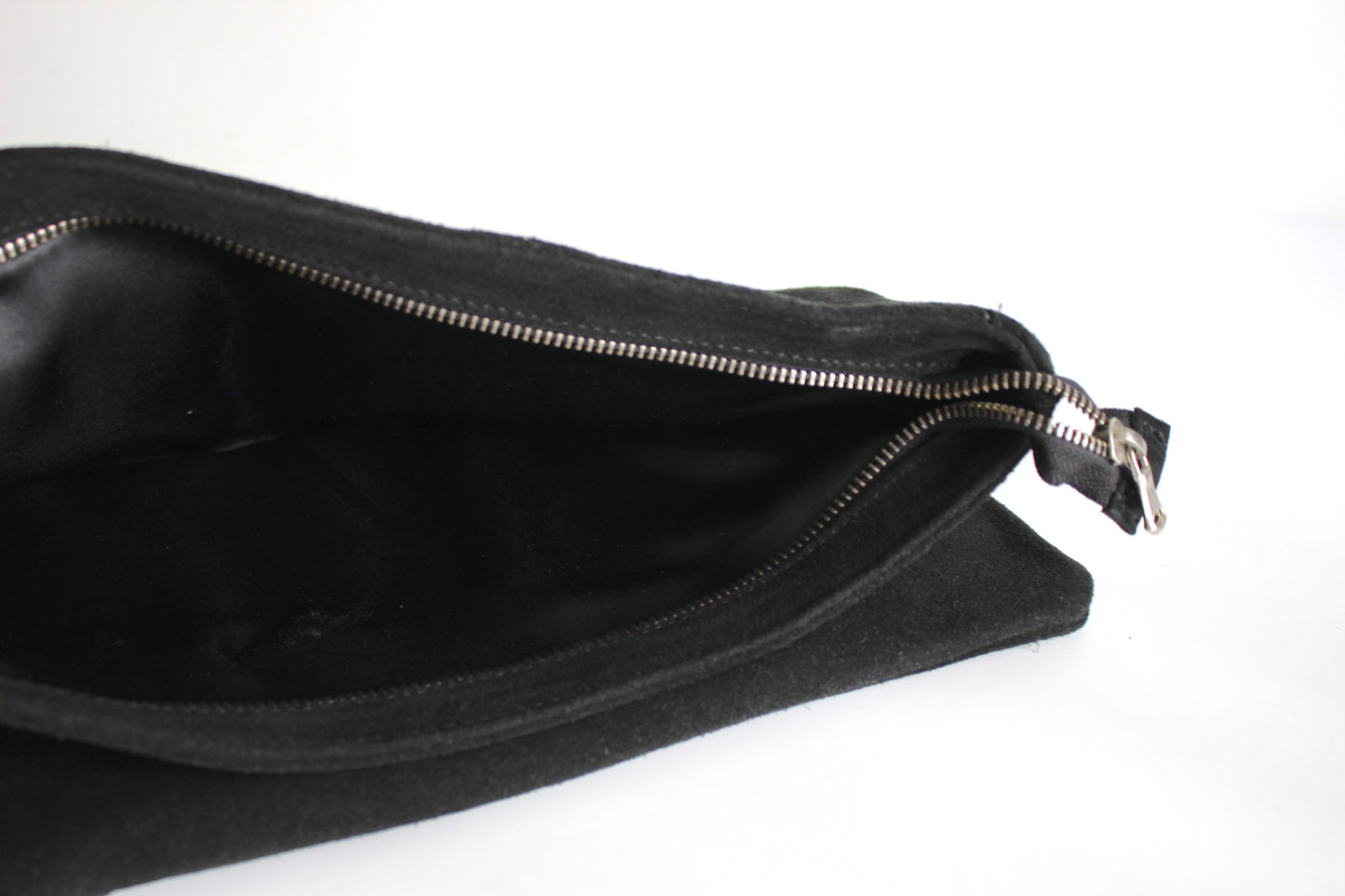 Atos Lombardini – early 2000s black suede clutch with grommet details
