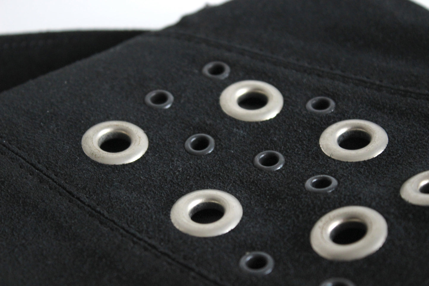 Atos Lombardini – early 2000s black suede clutch with grommet details